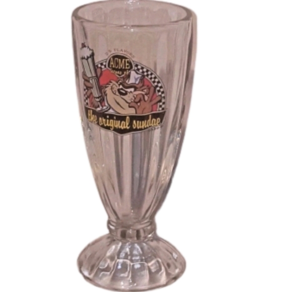 VINTAGE Warner Bros ACME Tasmanian Devil Taz Ice Cream Sundae Glass - Picture 2 of 6